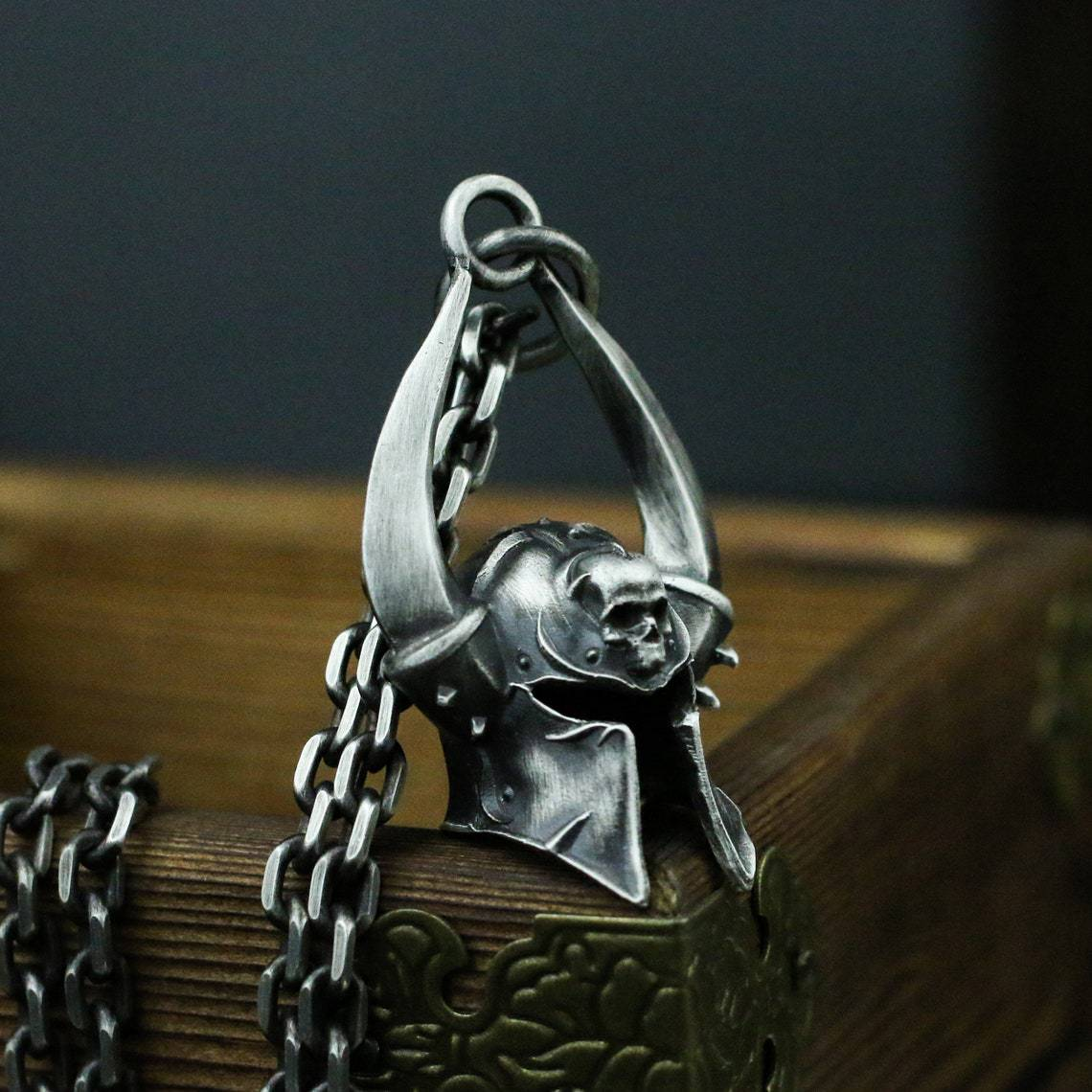 Vintage Titanium Steel Skull Mask Pendant