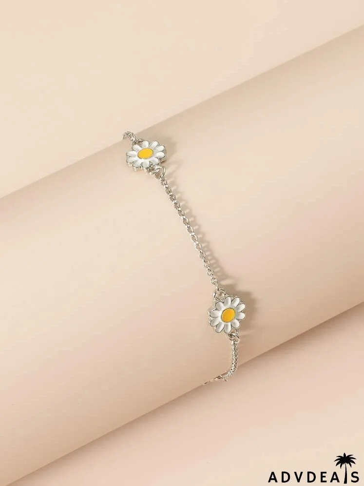 Flower Decor Chain Bracelet