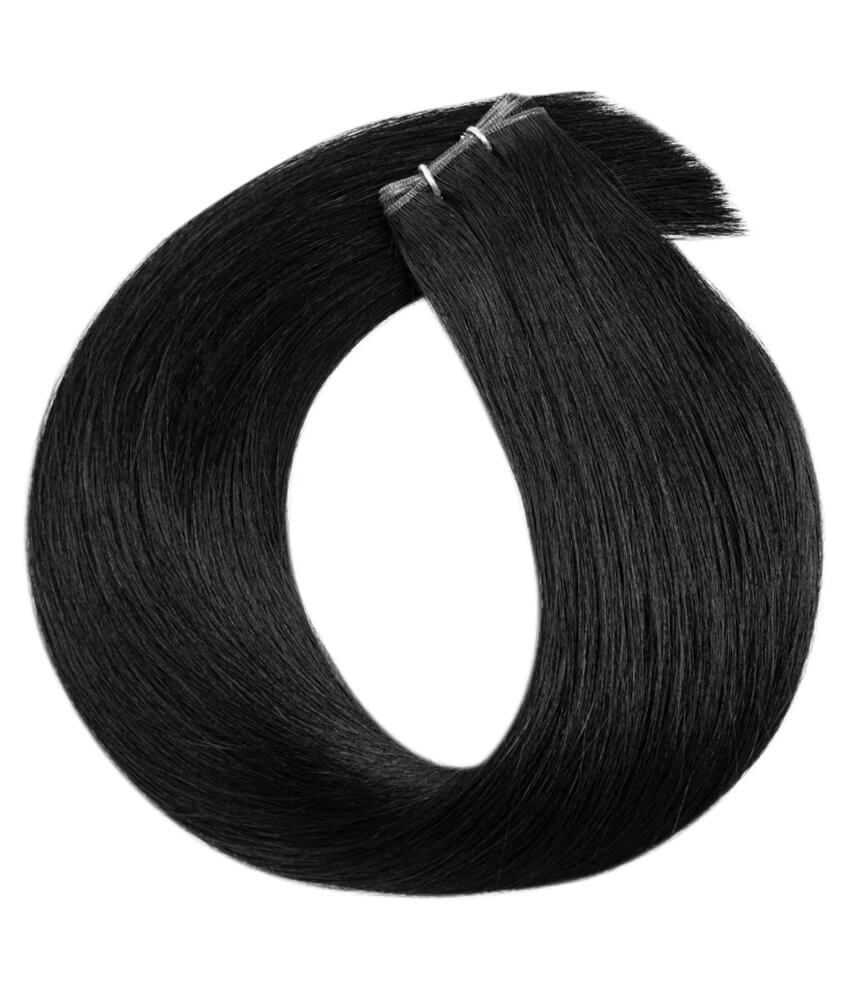 24 inch #1 Jet Black Genius Weft Hair Extensions Findingdream