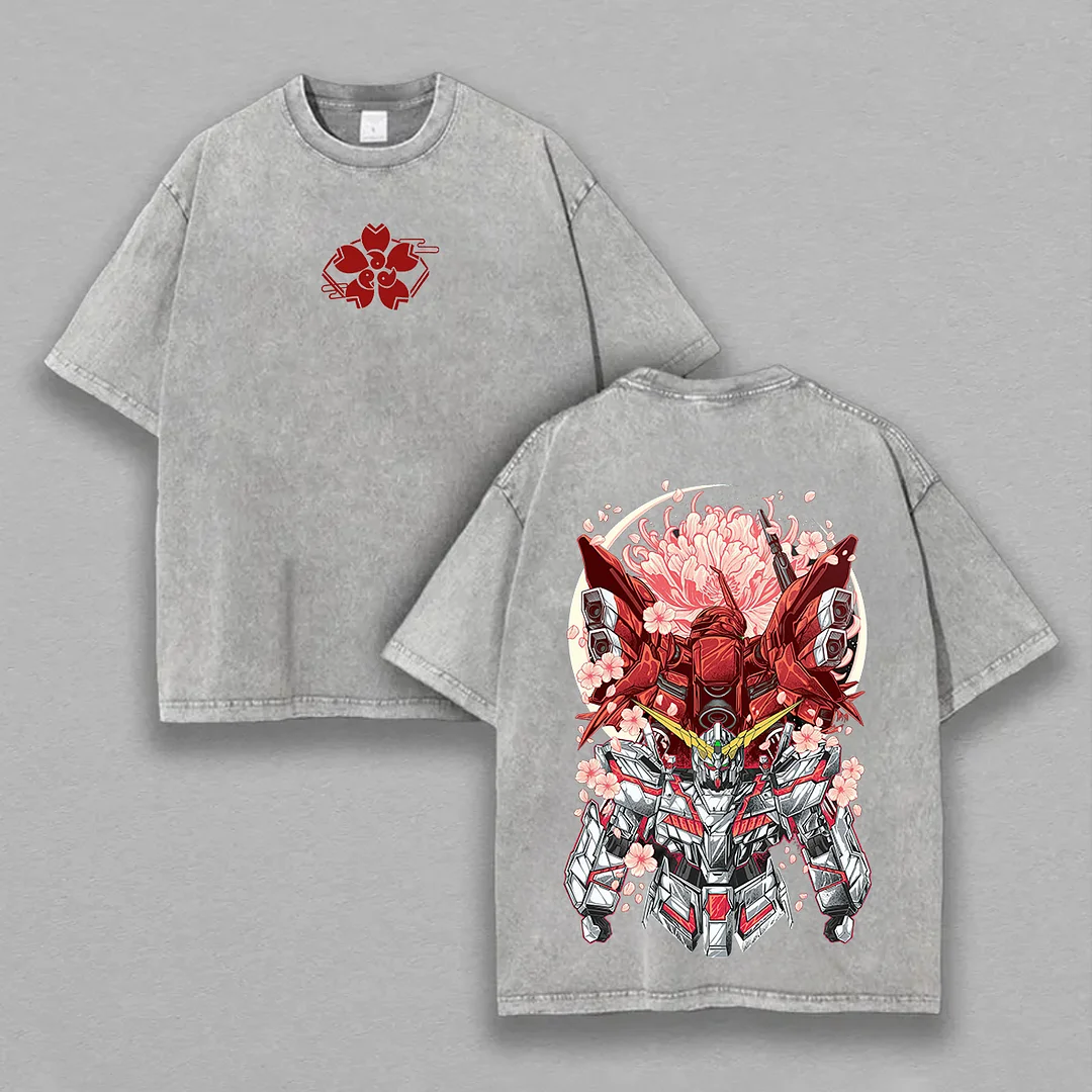 Vintage Gundam Printed Unisex Washed T-Shirt
