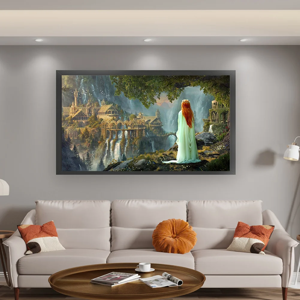 18CT Full Stamped Cross Stitch - Elvish City(Canvas|70*40CM)