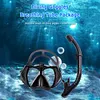 Anti-Fog Goggles Diving Mask Snorkeling Breath Tube Set for Adult (Black M)
