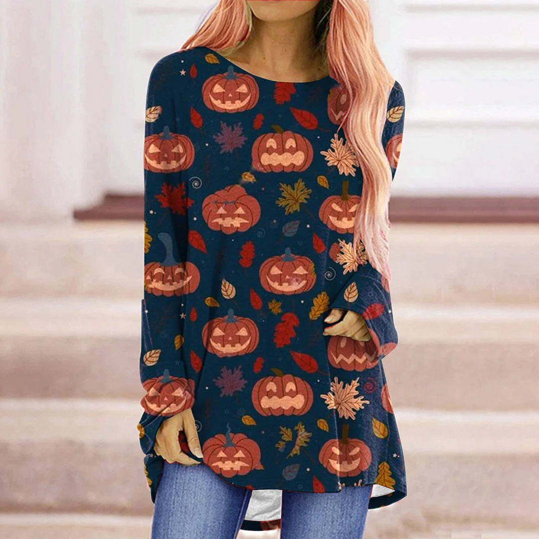 Happy Halloween Printed Women's Loose T-shirt
