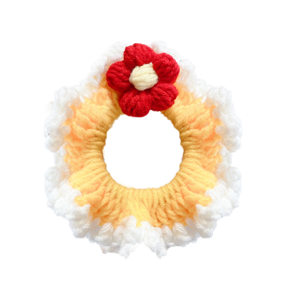 

Cute Knitted Scrunchies Elastic Hair Ties Women Flower Ponytail Holder Rope, Yellow, 501 Original