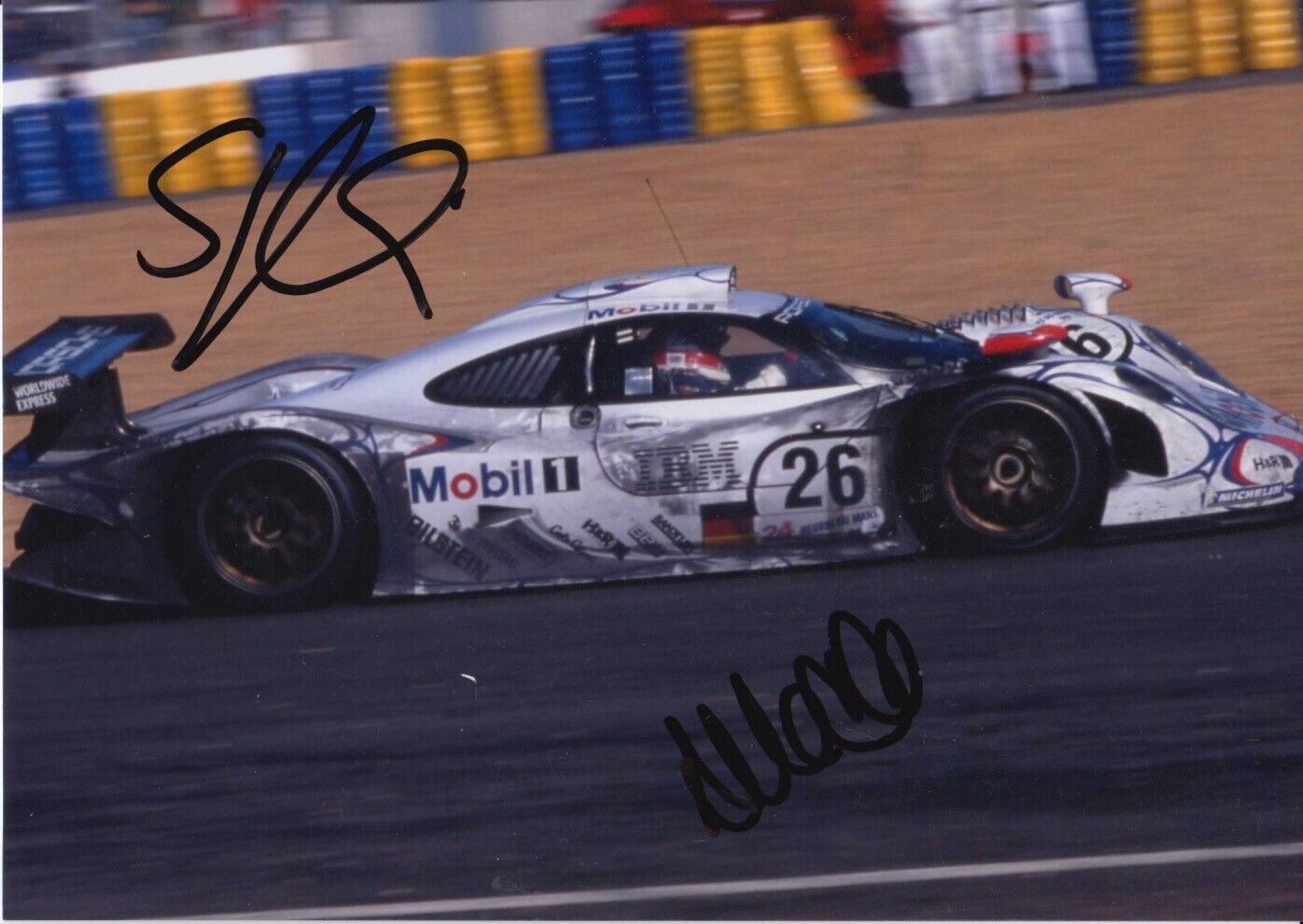 Stephane Ortelli and Allan McNish Hand Signed 7x5 Photo Poster painting - Le Mans Autograph.