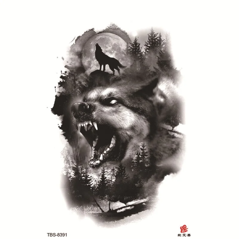 Sdrawing Temporary Tattoo Sticker Forest Lion Tiger Flash Tattoos Women Skeleton Skull Bodi Art Arm Fake Tatoo Men Body Woman