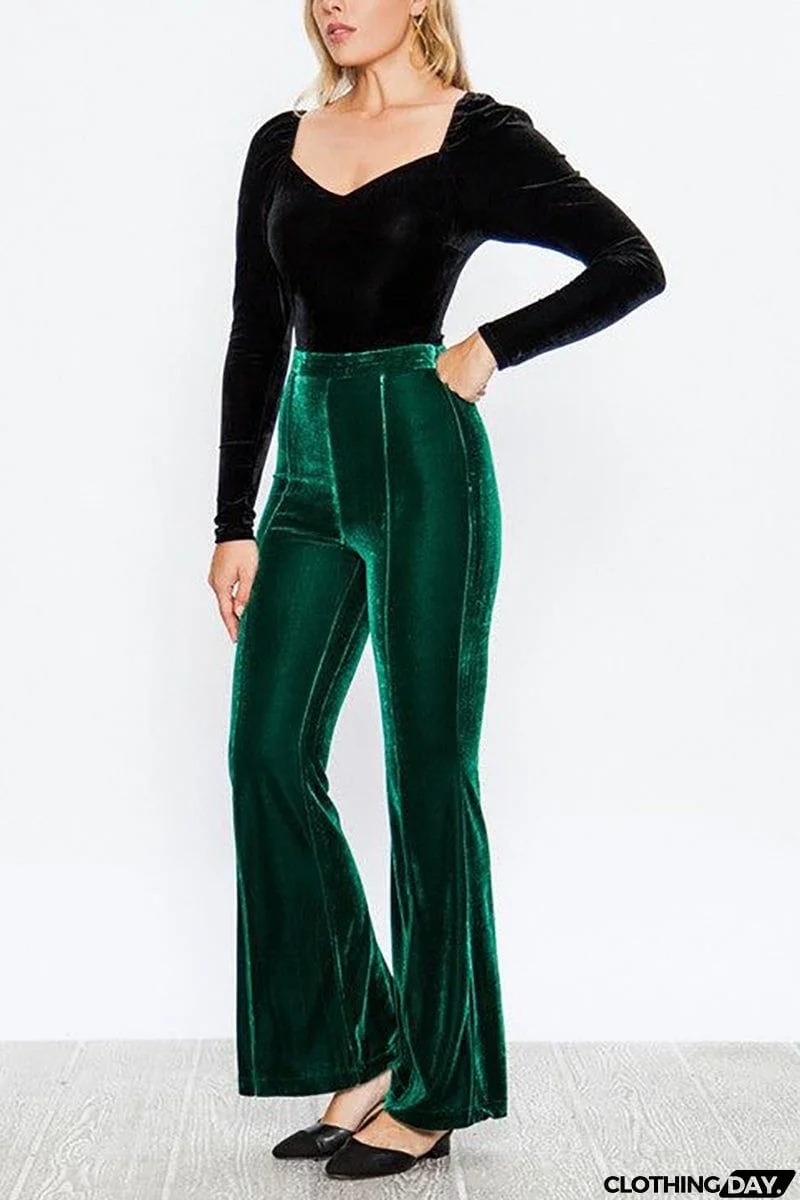 Cheerful Velvet Seam Flares Pants