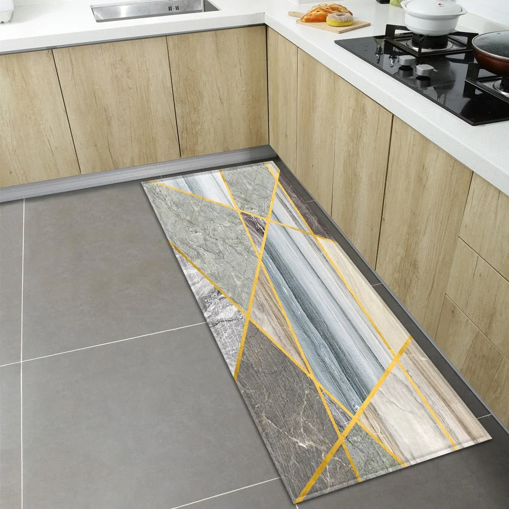 Modern Kitchen Mat Home Entrance Doormat Hallway Bathroom Anti-Slip Long Rug Bedroom Living Room Balcony Floor Decoration Carpet