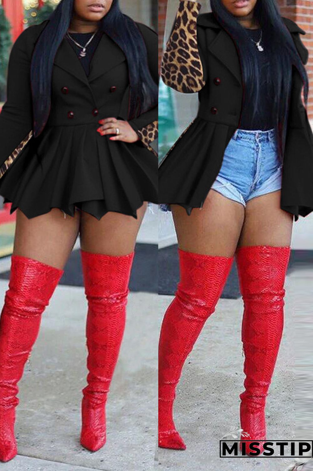 White Fashion Casual Print Patchwork Turndown Collar Long Sleeve Dresses