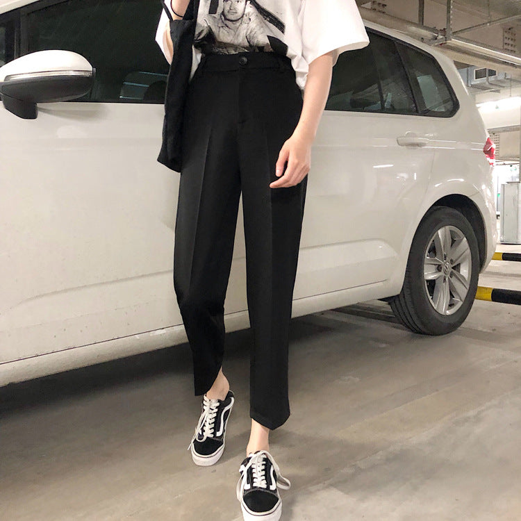 datenight fall outfits Elegant Harem Pants Women's Spring and Autumn Korean Style Slimming Radish Pants Spring Skinny Suit Pants