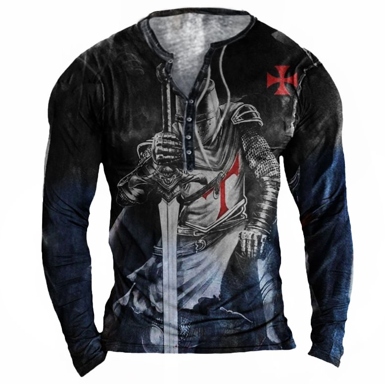 Men's Outdoor Crusades Knights Templar Tactical Henley T-shirt-Compassnice®