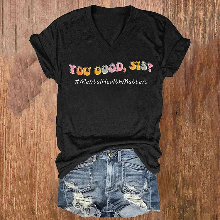 Comstylish You Good Sis Letters Printed Casual T-Shirt