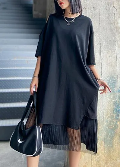 Women o neck patchwork tulle clothes For Women Fabrics black off the shoulder Dress