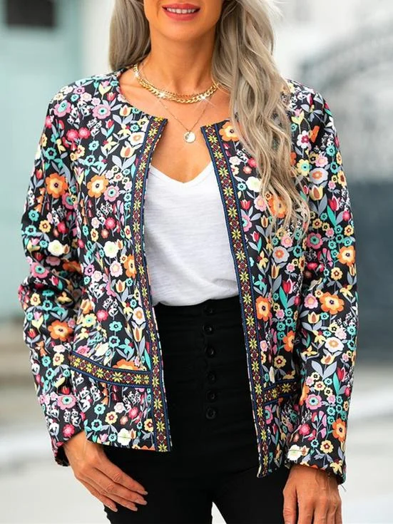 Women's Long Sleeve Scoop Neck Floral Printed Top