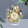 5D DIY Special Shape Diamond Painting Desk Ornament Handmade Clock Kit(Wine)