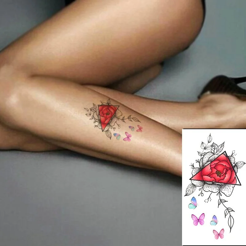 Beautiful Rose Flowers Body Art Neck Abdomen Waterproof Fake Tattoo Sexy for Woman Men Flash Temporary Small Size Tattoo Sticker