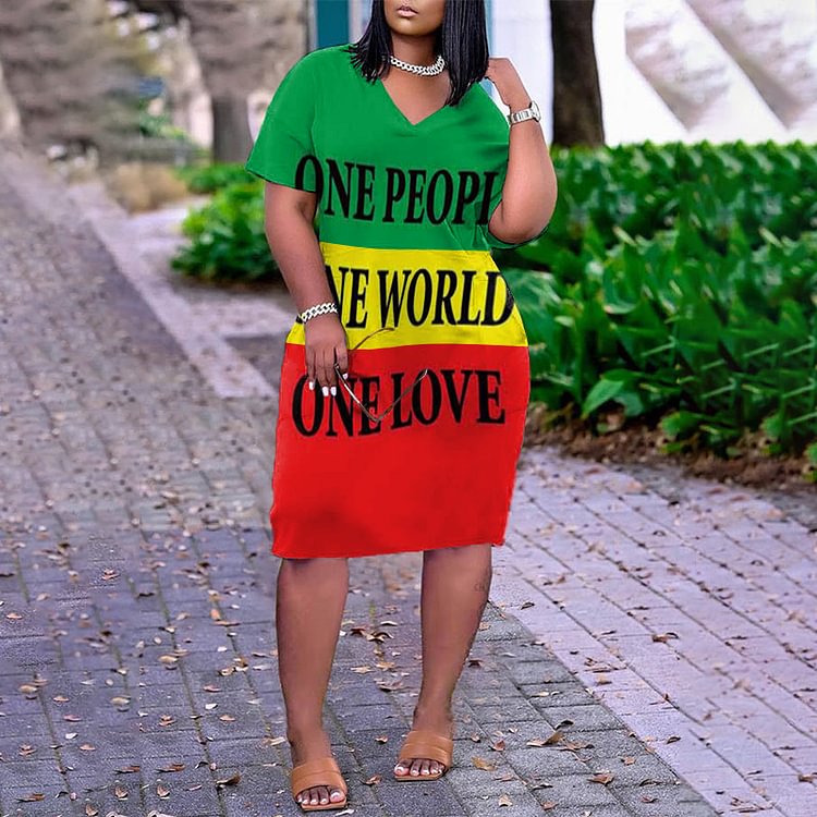 Vefave One People One World One Love Midi Dress