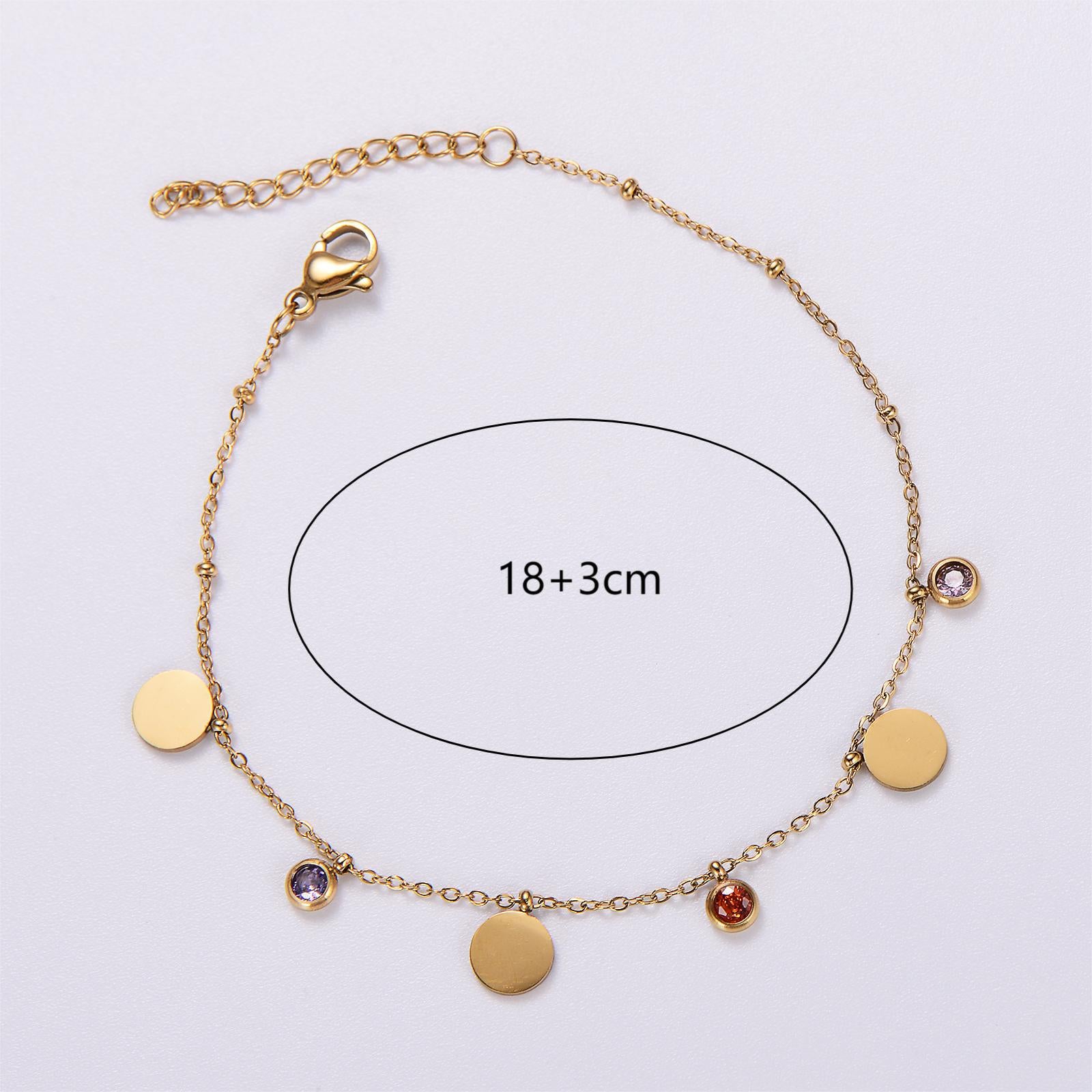 6 Pcs Women Minimalist Stripe Circle Round Animal Text Letter Chinese Zodiac Number Stainless Steel Electroplating Bracelets