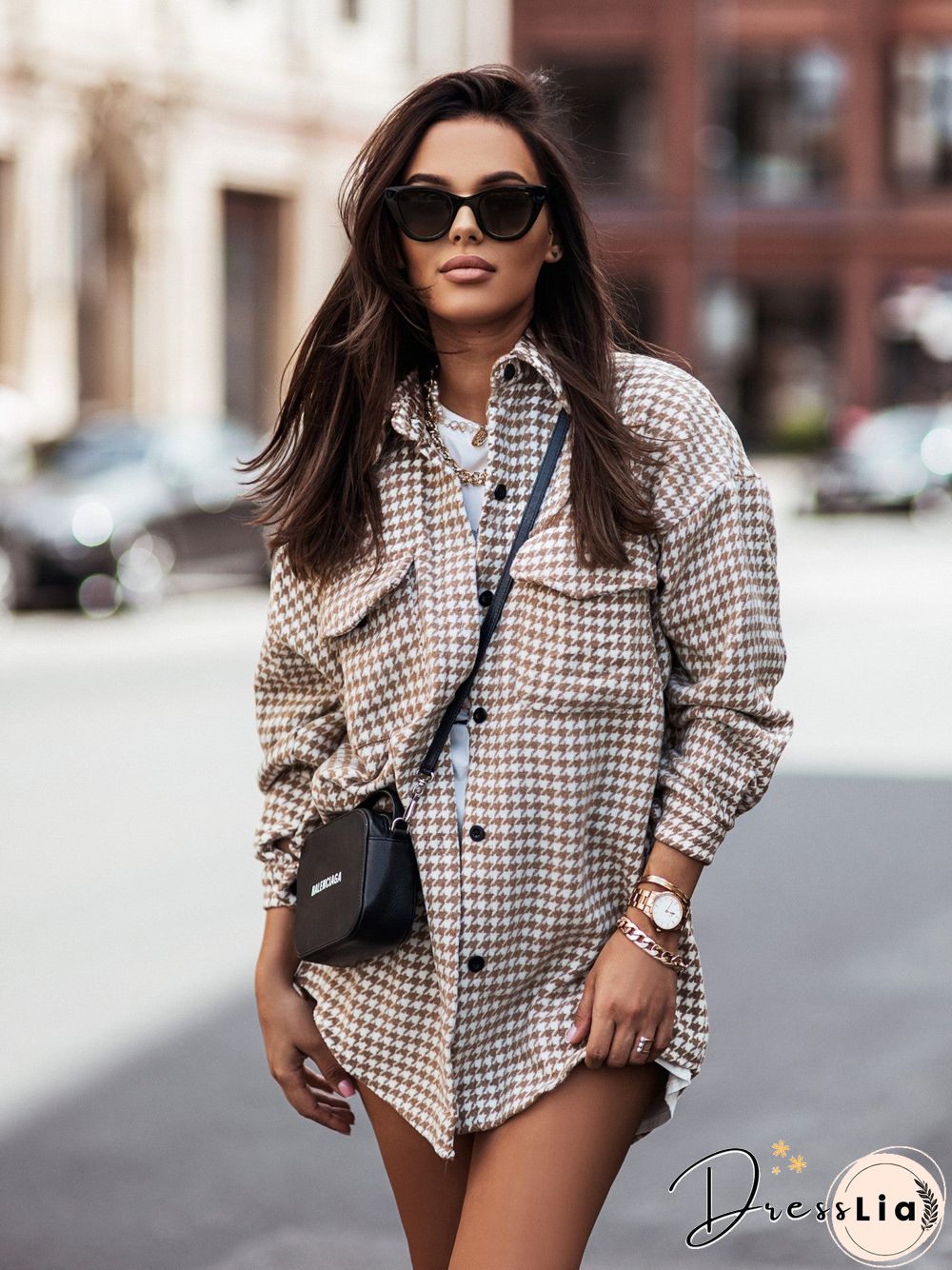 Casual Long Sleeve Double Front Pocket Button Down Shirt