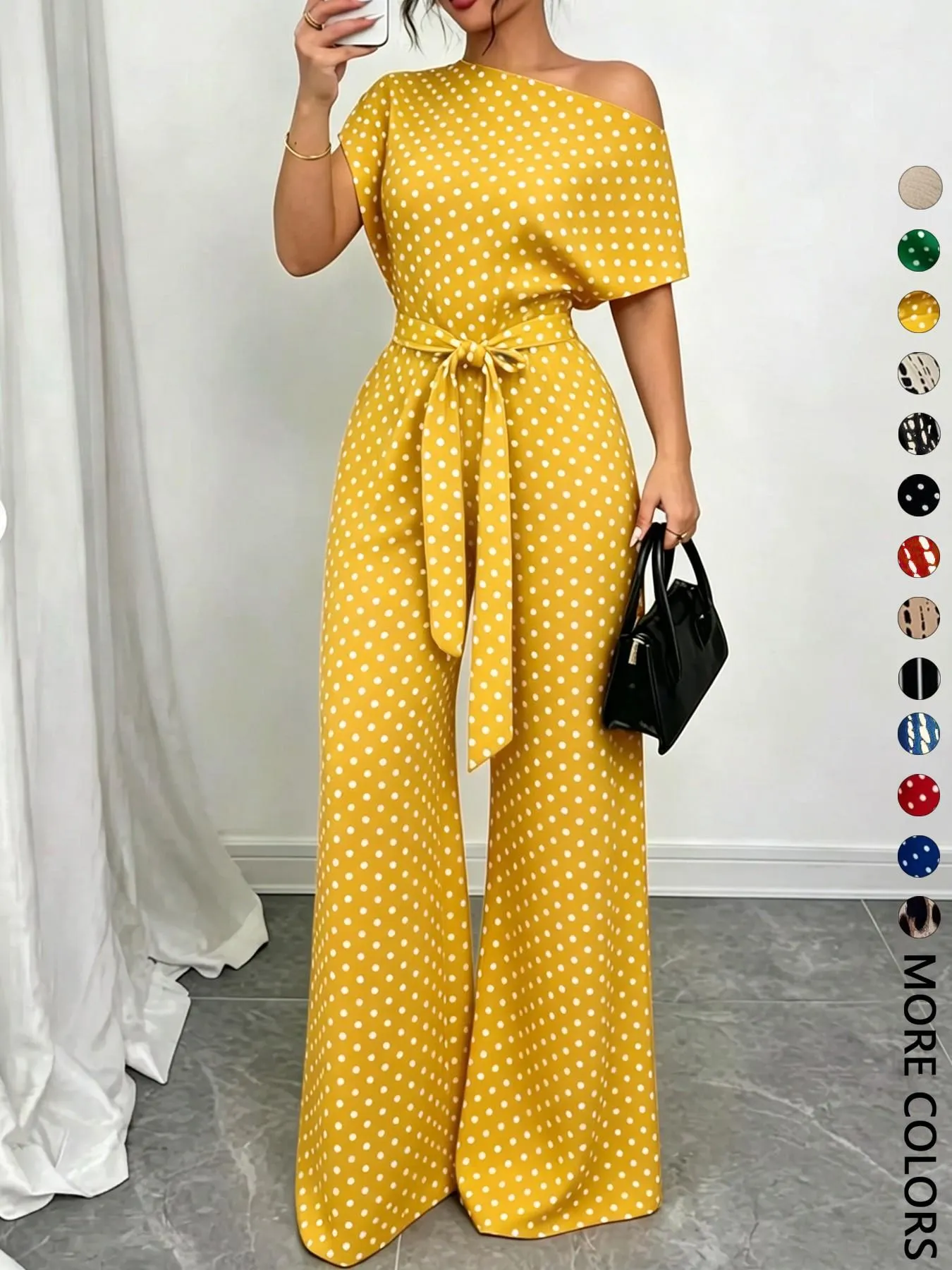 Women's All Over Print Leopard Tie Front Loose Jumpsuit, Casual Asymmetrical Neck Jumpsuit for Spring & Fall, Women's Clothes for Daily Wear Women's All Over Print Leopard Tie Front Loose Jumpsuit, Casual Asymmetrical Neck Jumpsuit for Spring & Fall, Women's Clothes for Daily Wear