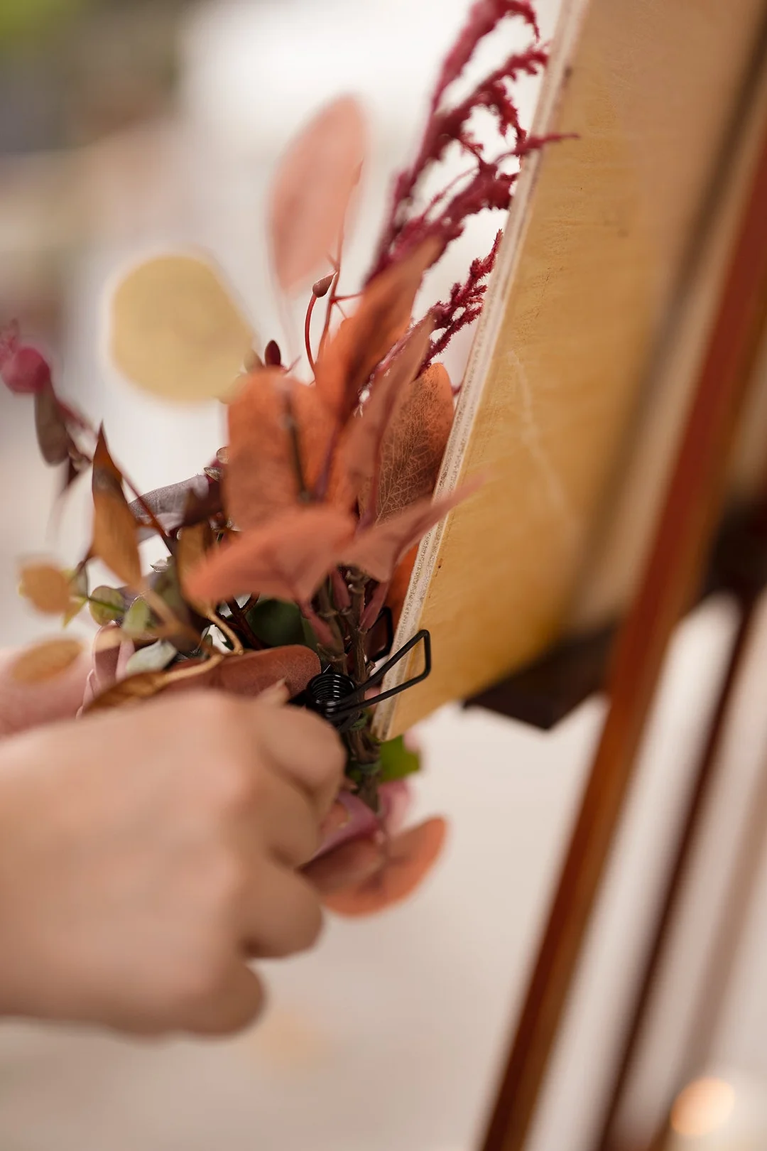 Welcome Sign Floral Decor in Burgundy & Dusty Rose