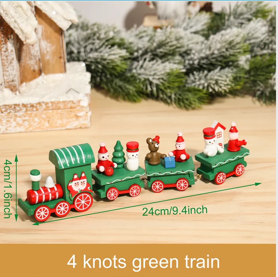 Tegooe Wooden Plastic Christmas Decorative Train Model Kit