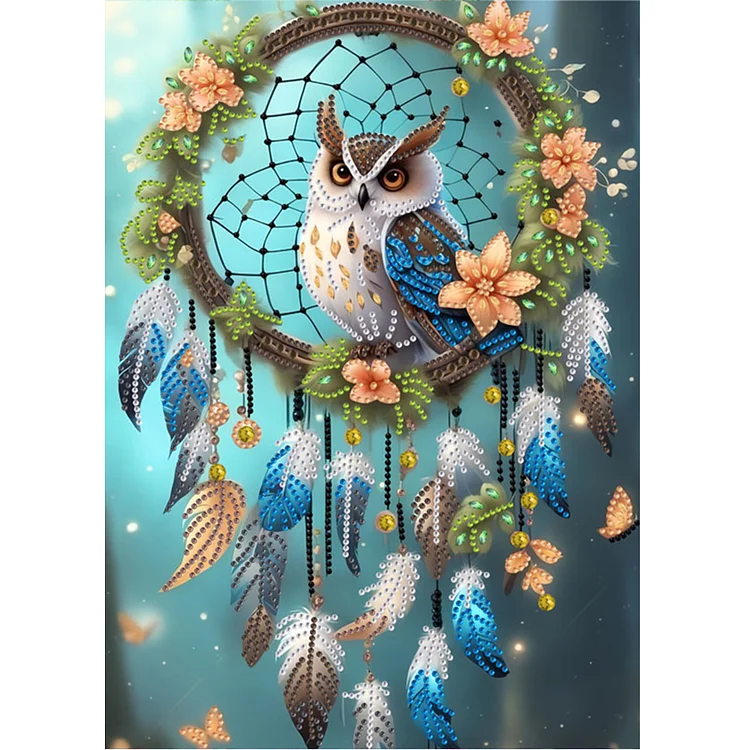 Dream Catcher Owl 30*40cm (Canvas) Special Shaped Drill Diamond Painting gbfke