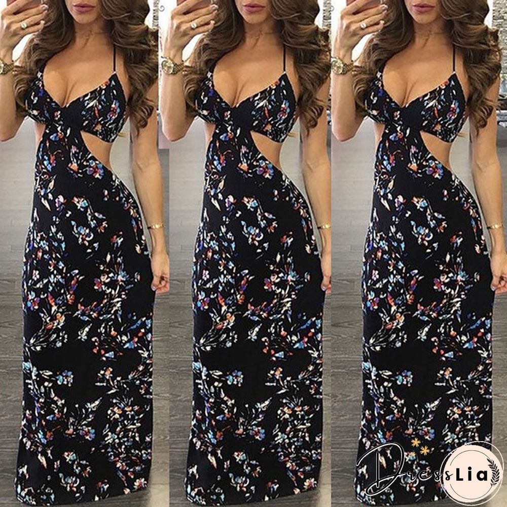Women Summer Vintage Boho Long Maxi Evening Party Beach Dress Floral Sundress