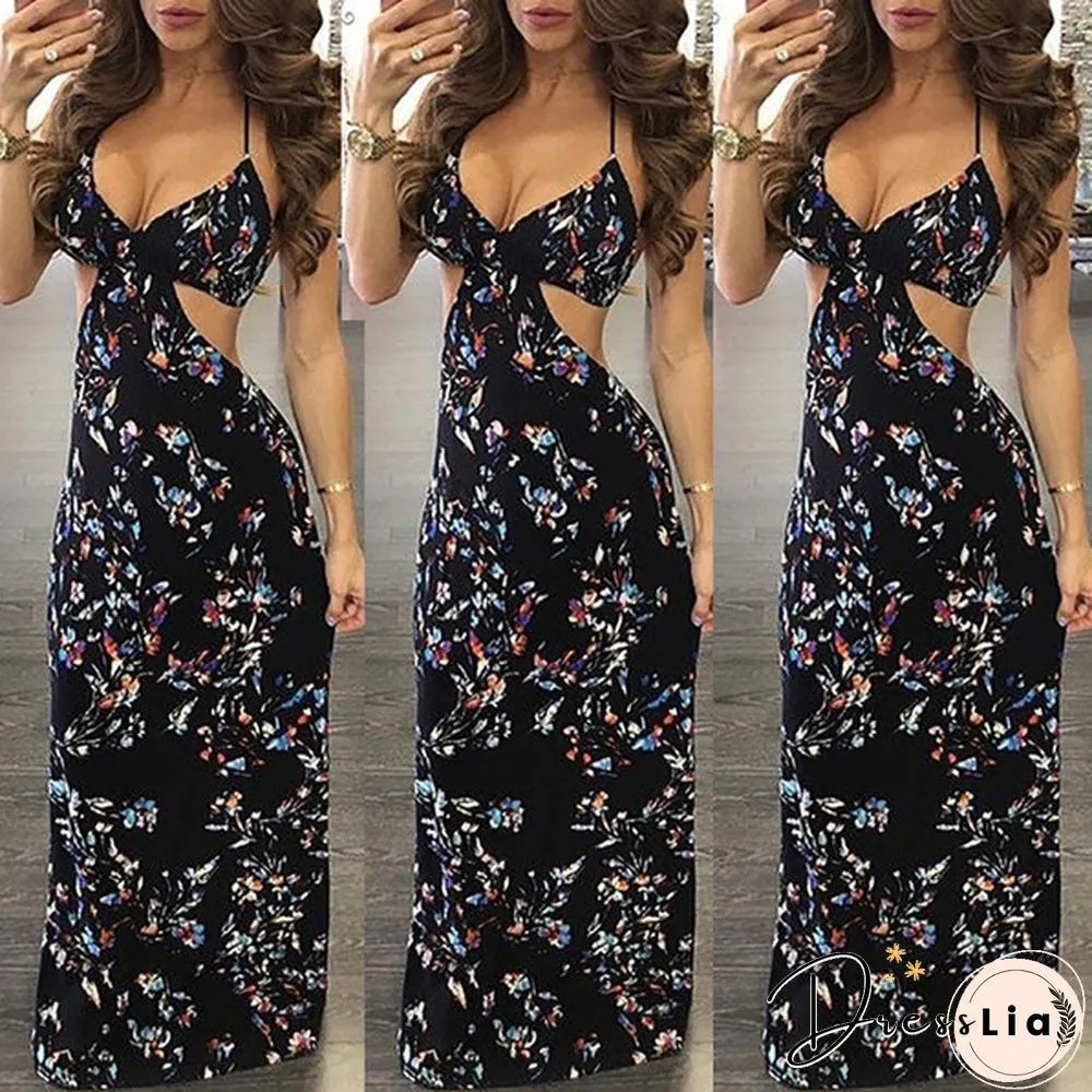 Women Summer Vintage Boho Long Maxi Evening Party Beach Dress Floral Sundress