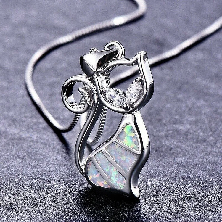 925 Silver Sterling Cat Pendant Necklace