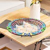 (US Local)Diamond Painting Wooden Serving Tray Decorative Diamond Painting Dining Plate(C)
