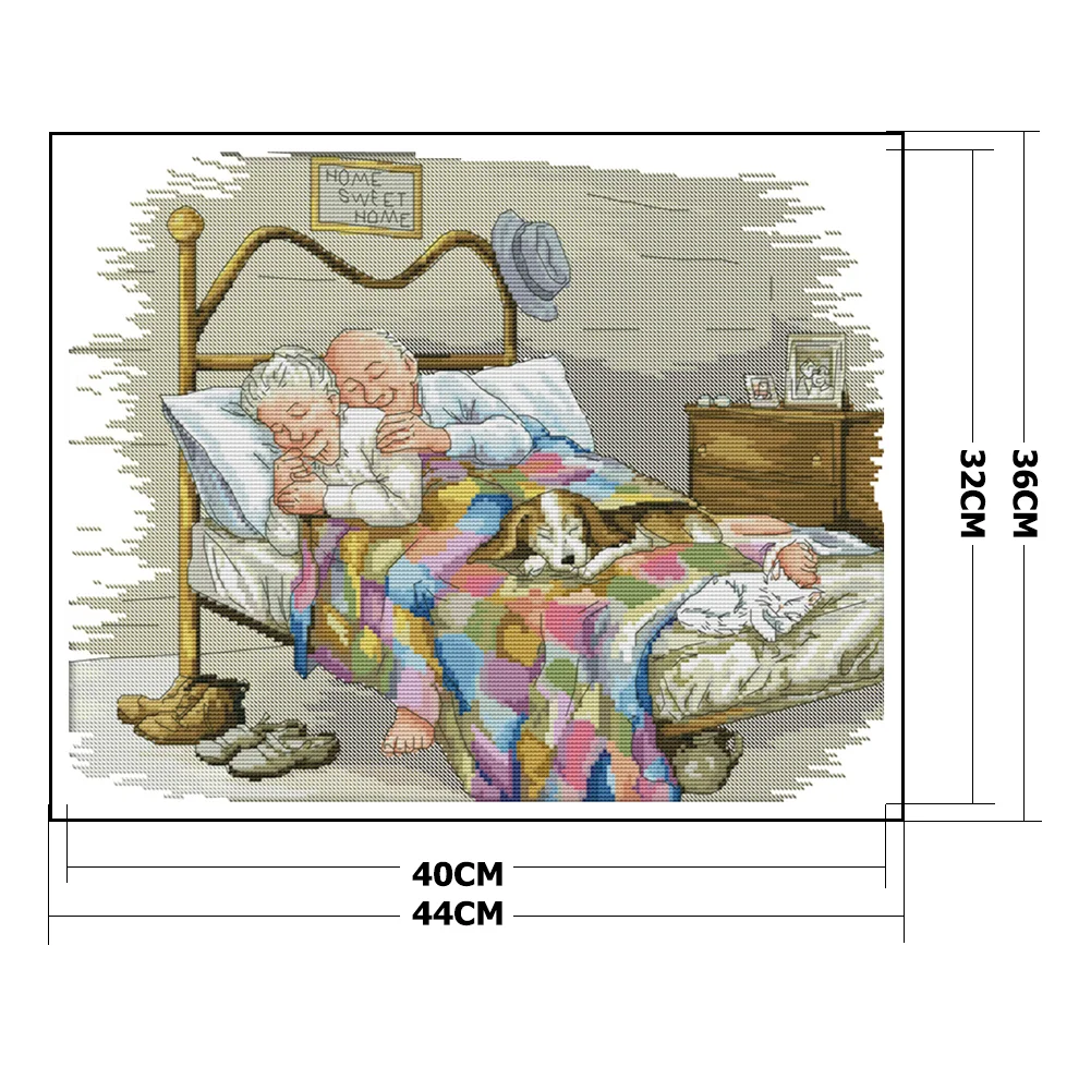 14ct Stamped Cross Stitch - Old Couple(44*36cm)