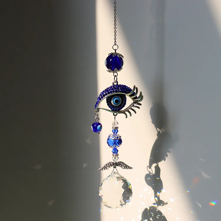 Butterfly Eye Crystal Hanging Light Catcher Pendant Garden Window Decor (A)