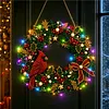 DIY Special Shaped Diamond Painting Wreath, Double-Sided Printing Christmas Wreath Hanging with LED Light Decor Kit 