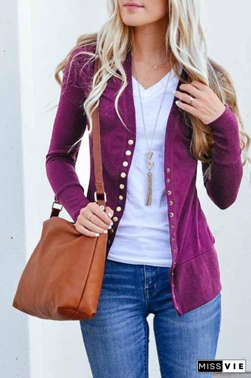 Long Sleeves Buttons Design Cardigan Tops(7 Colors)
