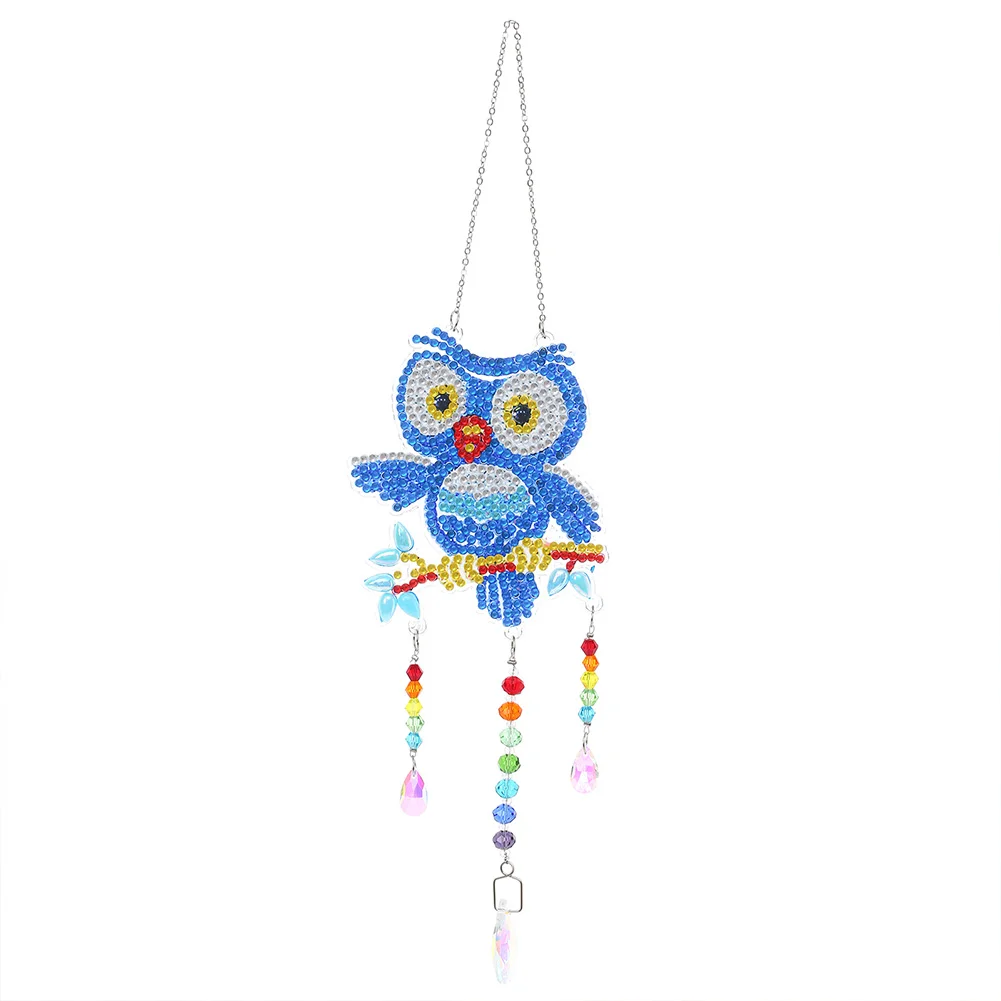DIY Diamond Painting Light Catcher Hanging Crystal Wind Chime (Owl)