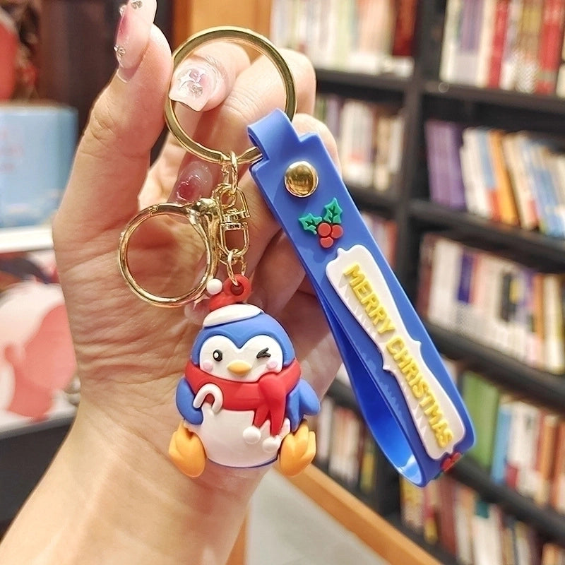 Cute Christmas Tree Santa Claus Elk PVC Metal Christmas Women’s Bag Pendant Keychain