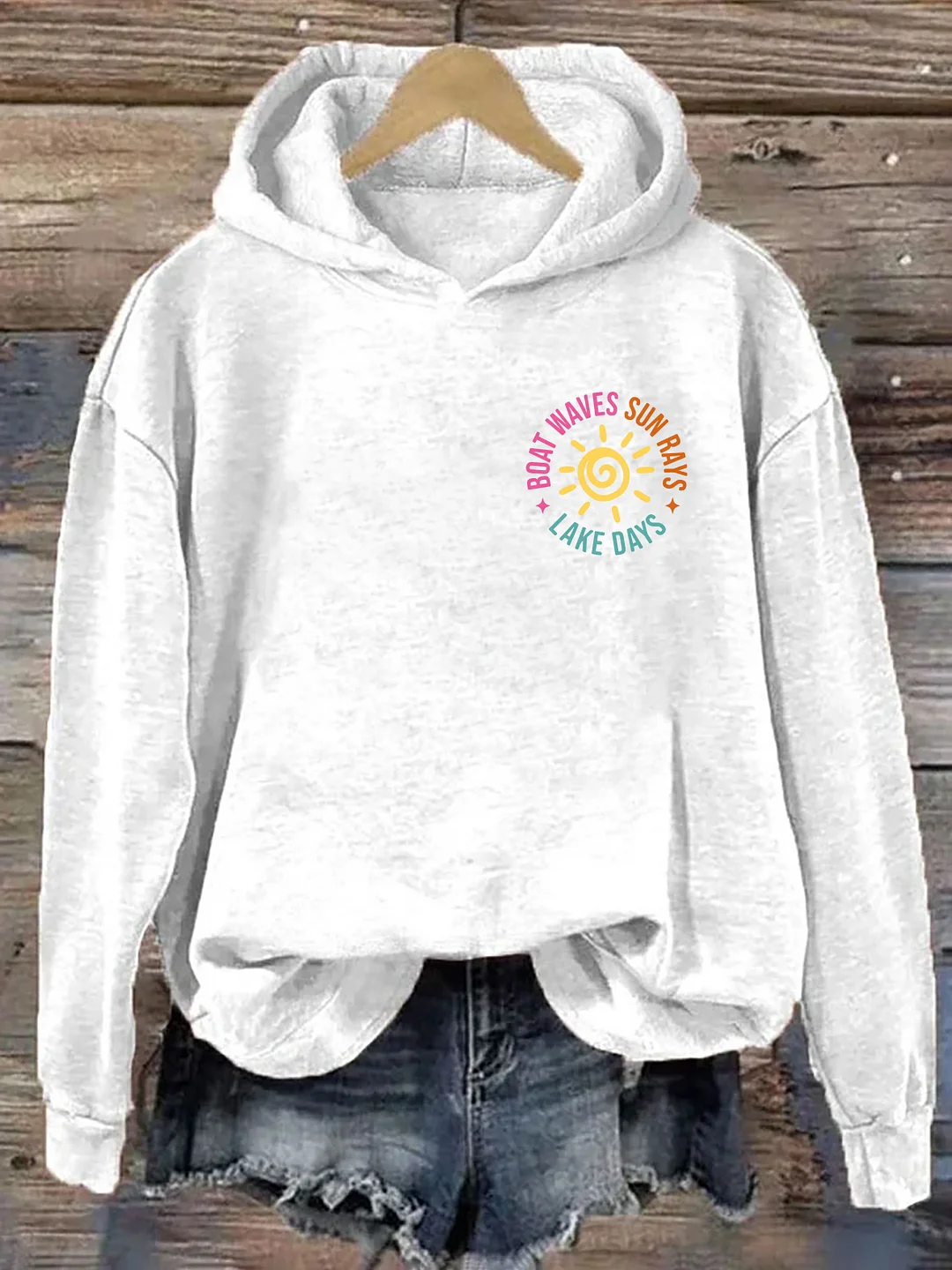 Boat Waves Sun Rays Lake Days Hoodie