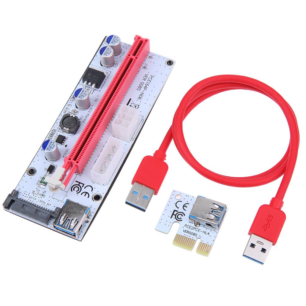 

60cm 008S PCI-E Riser1X 16X USB3.0 Adapter Card Cable Wire for BTC Miner, 501 Original