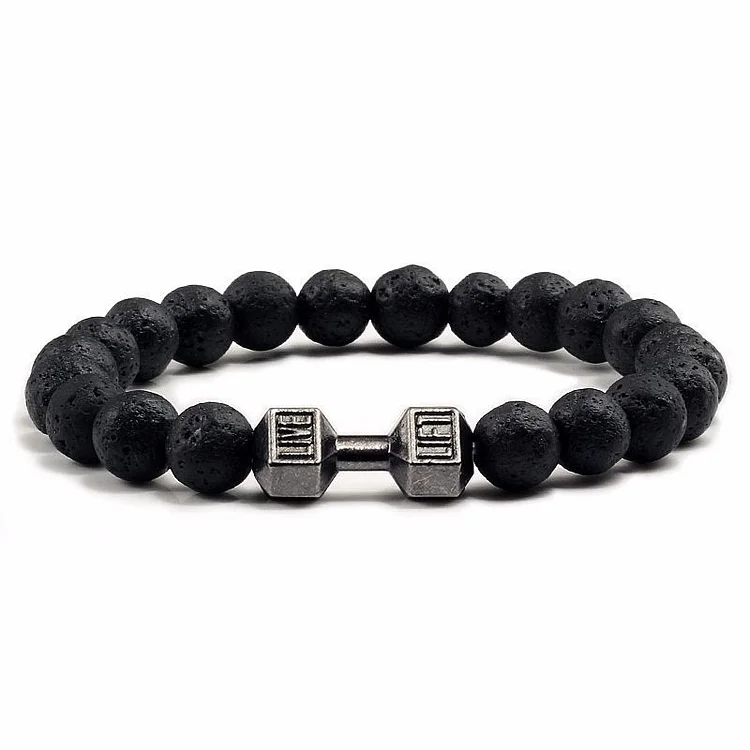 Olivenorma "Live Life" Dumbbells Natural Stone Beads Bracelet