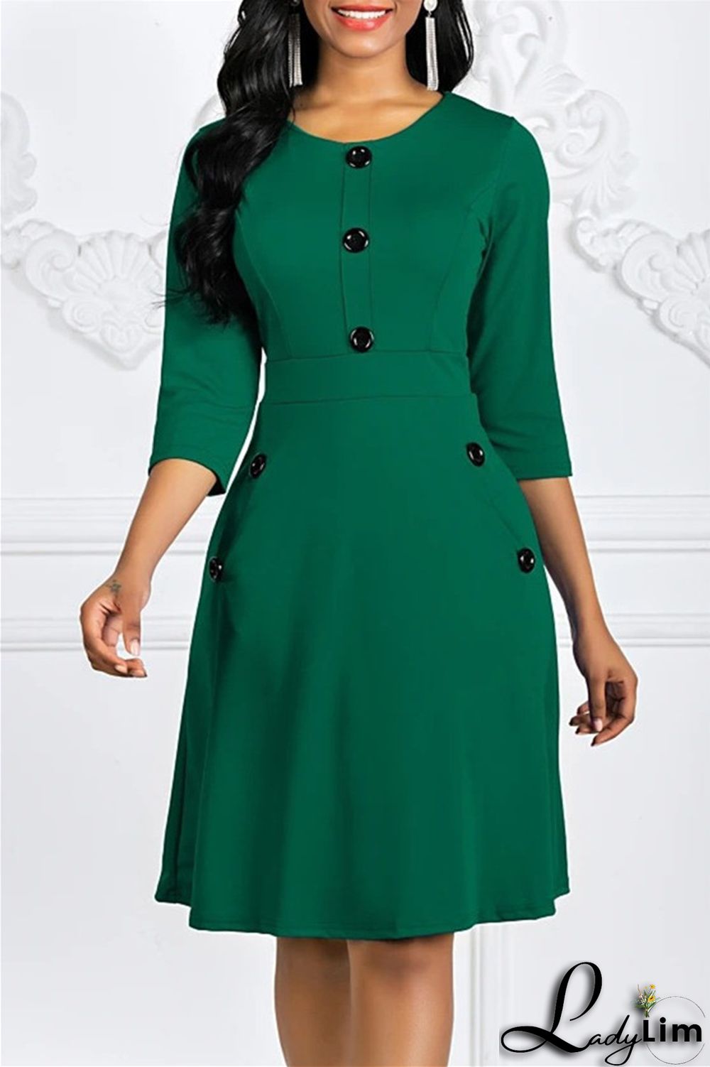 Purple Fashion Casual Solid Patchwork O Neck A Line Dresses