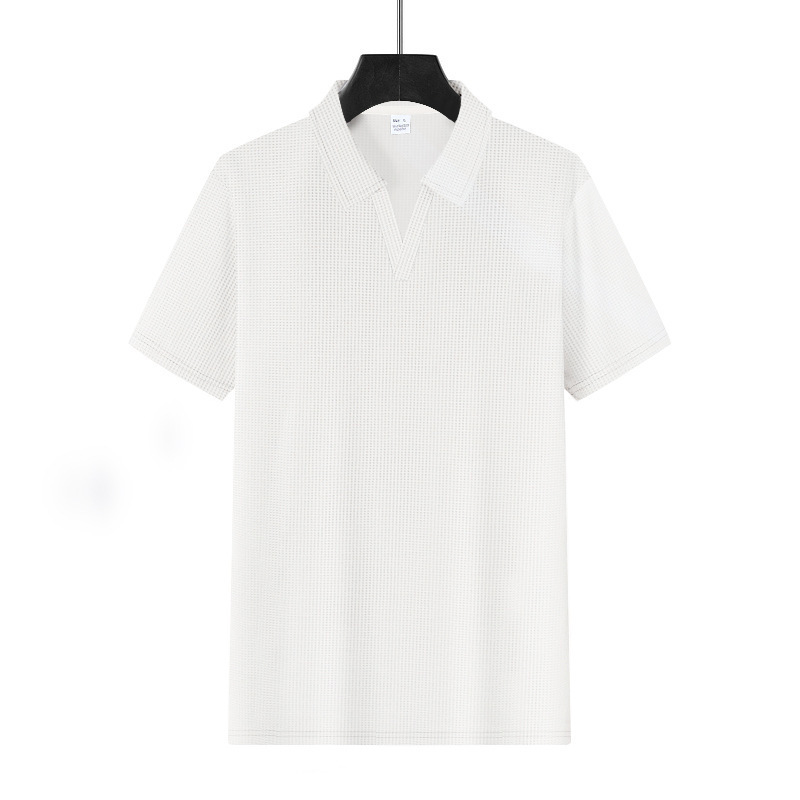 Breathable V-Neck Polo Shirt 2026 Men’s Summer Ice Silk Lightweight Stretch Short Sleeve T-Shirt
