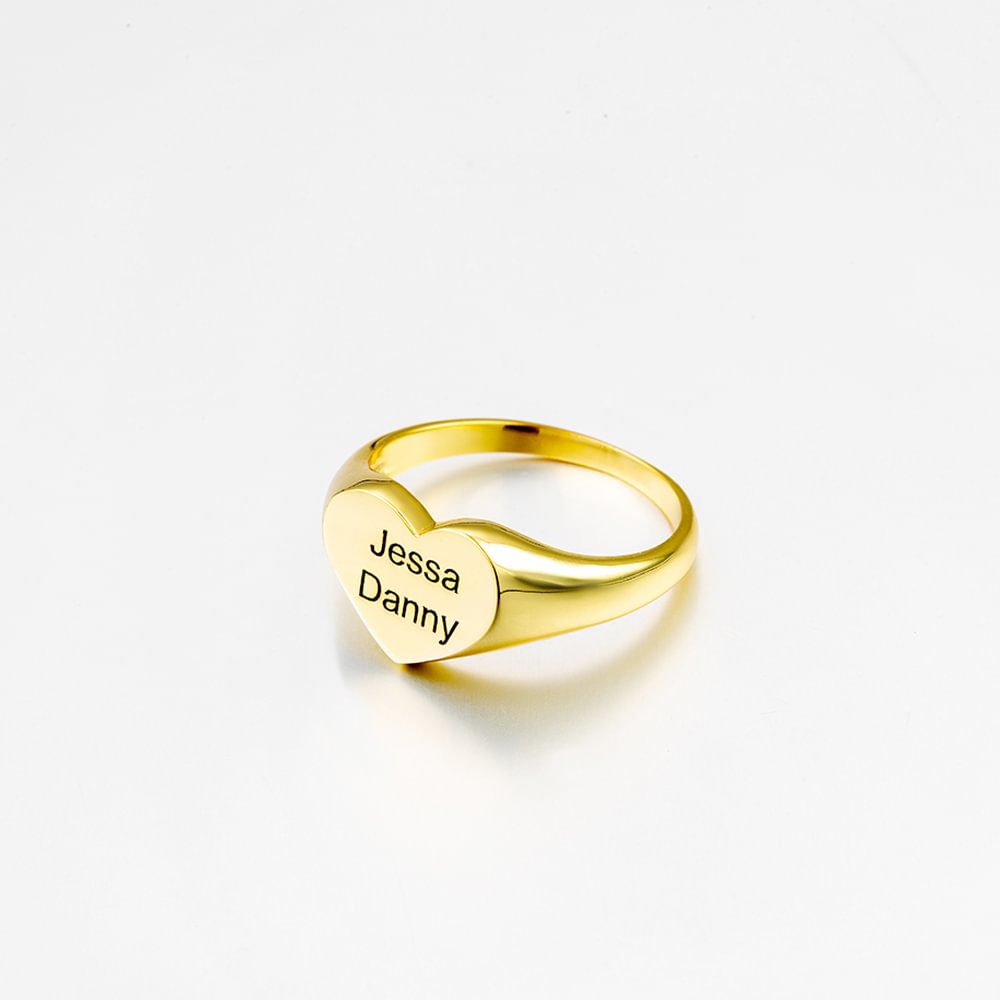 Vangogifts Signet Ring With Personalized Words