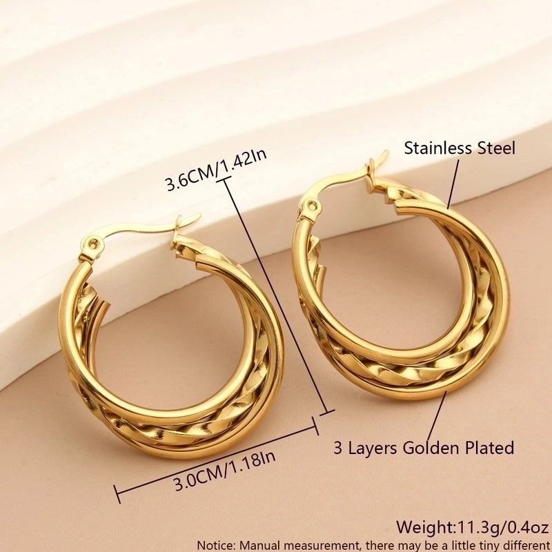 1 Pair Minimalist Commute Solid Color Plating 304 Stainless Steel 18K Gold Plated Earrings