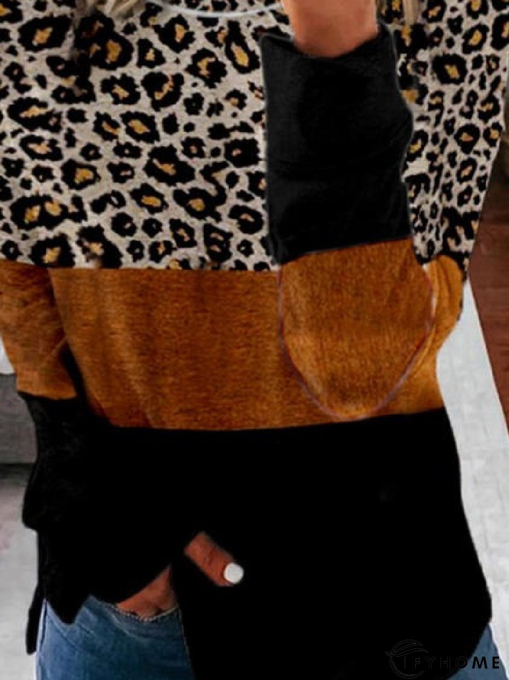 Casual Leopard Long Sleeve Tunic Sweatshirt | IFYHOME