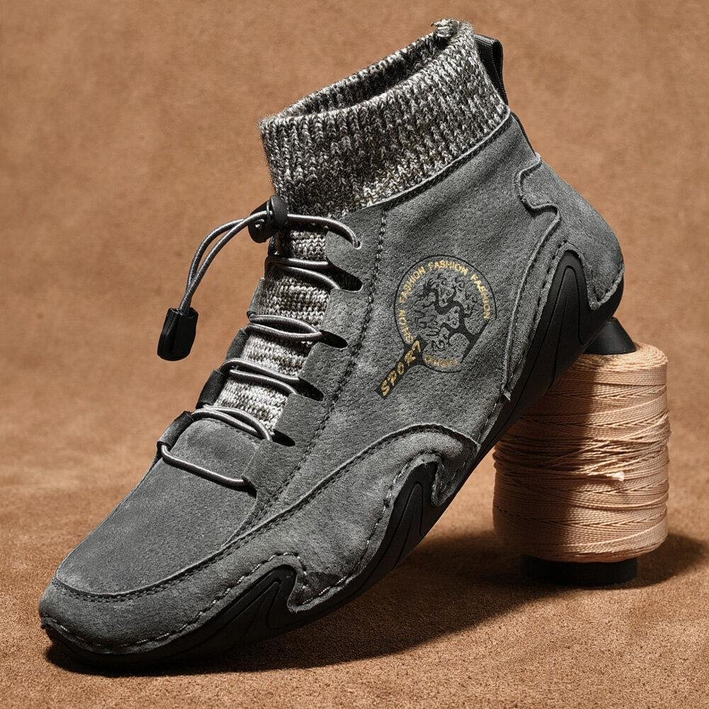 Men Handmade Leather Comfy Soft Sock Ankle Boots