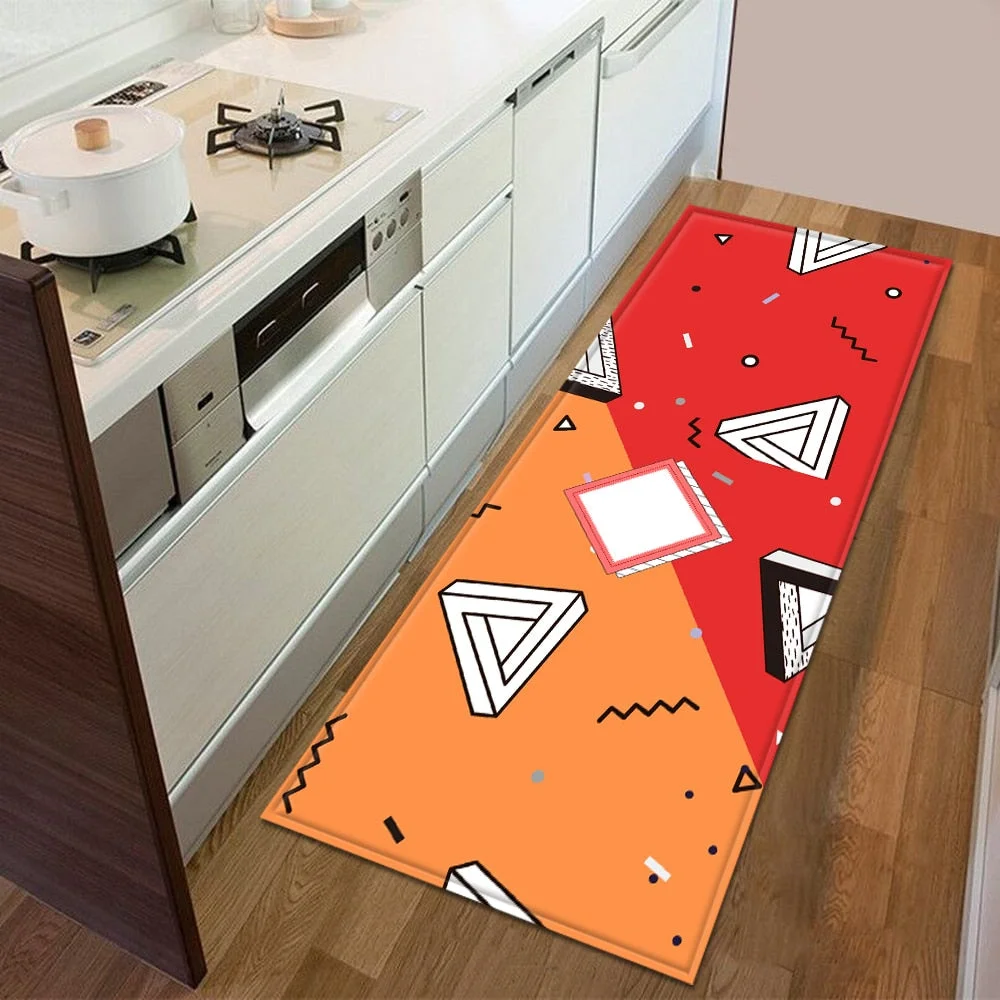 Kitchen Mat Bedroom Entrance Doormat 3D Geometric Pattern Home Floor Decoration Living Room Carpet Bathroom Non-Slip Rug