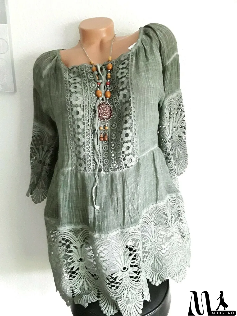 MidiSono - Women's Solid Color Short Sleeve V-neck Tops