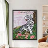 >SALE<Full Embroidery Eco-cotton Thread 11CT Printed White Tiger Cross Stitch 52x65cm