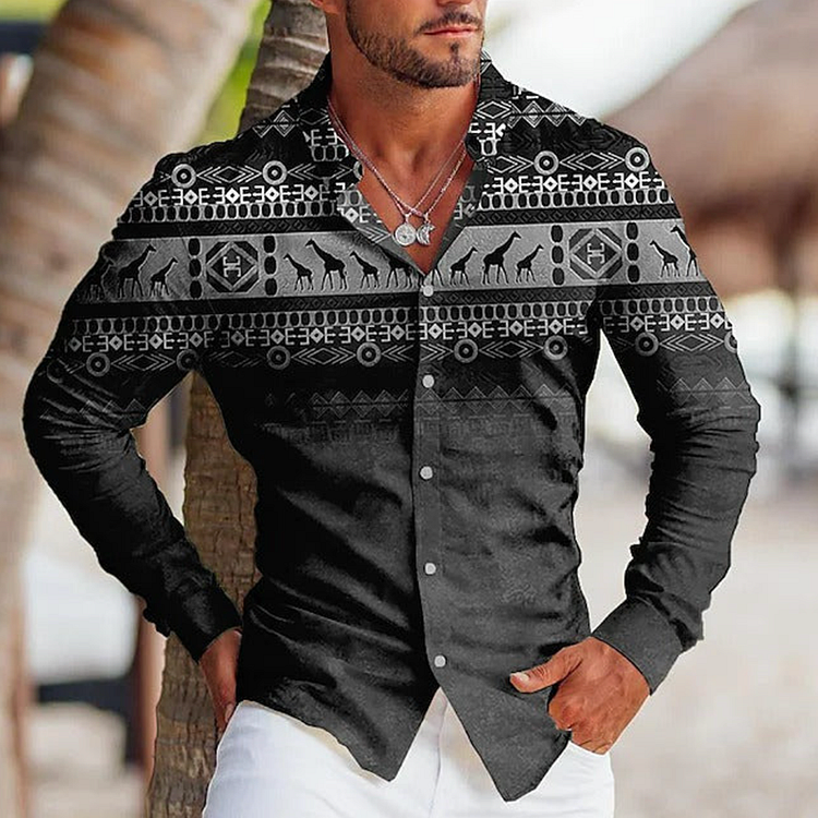 BrosWear Men's Ethnic Style Gradually Changing Casual Long Sleeve  Shirt